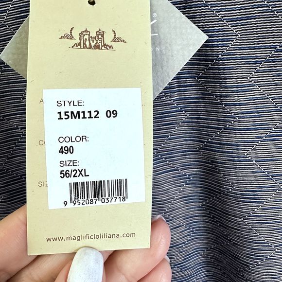 MONTECHIARO Men's Polo Shirt Navy White Zig Zag Print Cotton SZ 56/2XL ITALY - Picture 7 of 16